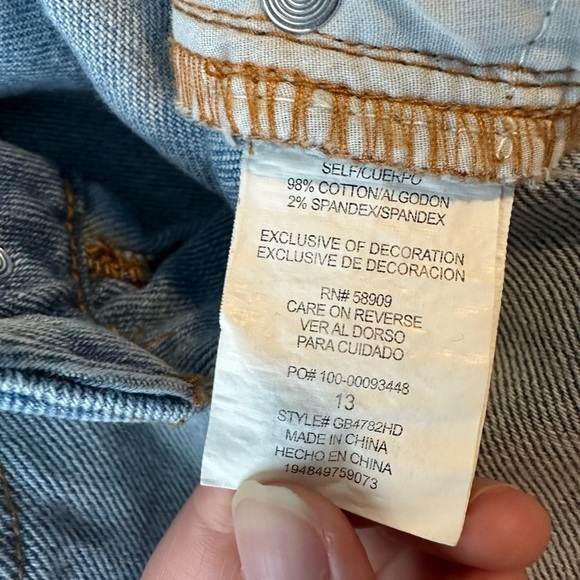 GB Juniors Jeans size 13 high rise crop boot cut bleach design - Picture 12 of 12